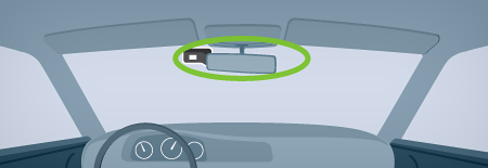 The BroBizz must be placed behind the rear view mirror BroBizz in its correct position
